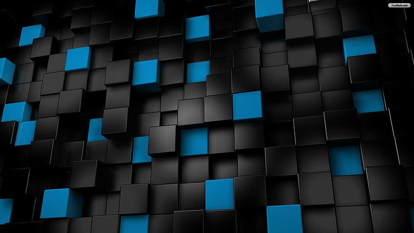 Черни и сини кубчета с пълна висока разделителна способност на мобилни устройства, черно и синьо за мобилни устройства HD тапет