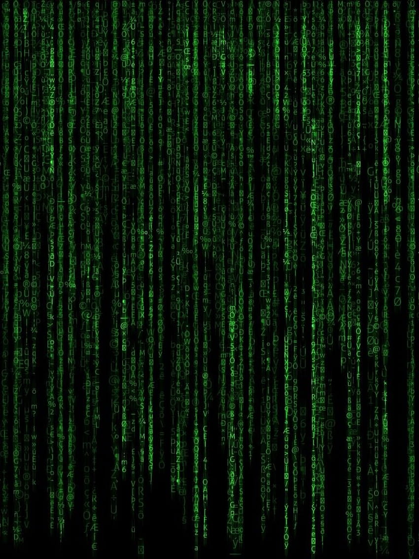 Матрица, програма, падане, илюстрация на данни, зелен код, черен фон, хакер, технология, матричен дъжд HD тапет за телефон