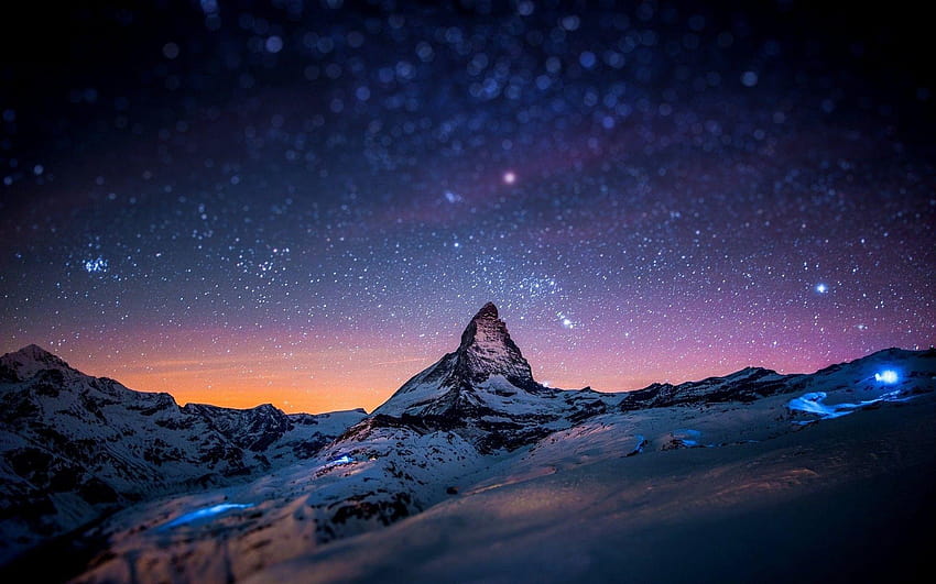 landscape, Space, Snow, Zermatt, Rock, Winter, Mountain, Tilt Shift HD wallpaper