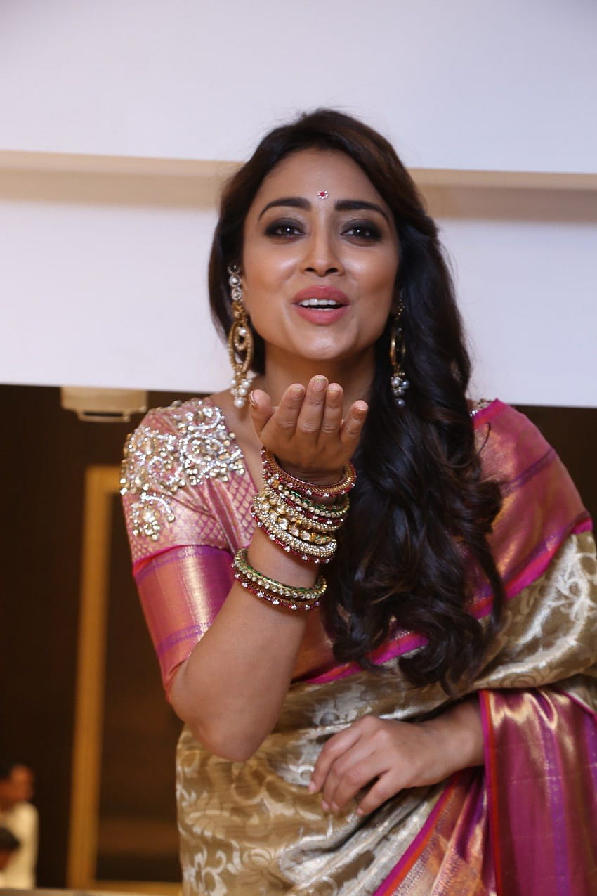 Shriya Saran Schauspielerin im neuesten traditionellen Seiden-Sari, Shriya Saran Nabel HD-Handy-Hintergrundbild