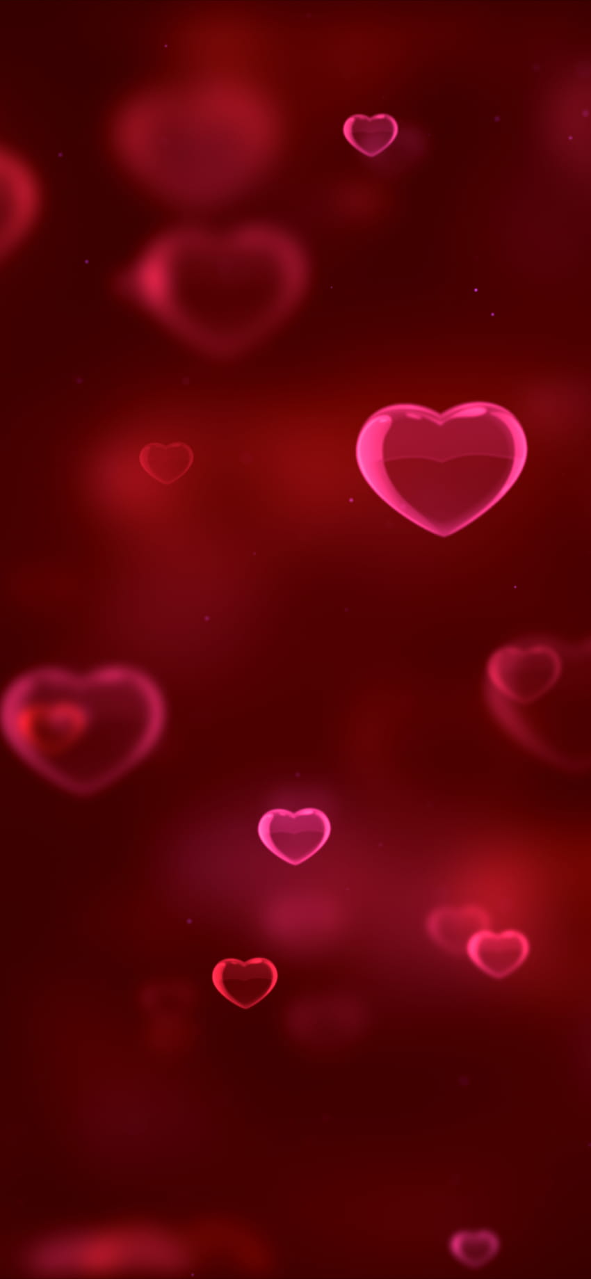 Червени сърца, боке, червен фон, замъглено, дигитално изкуство, абстрактно, естетика на червено сърце HD тапет за телефон