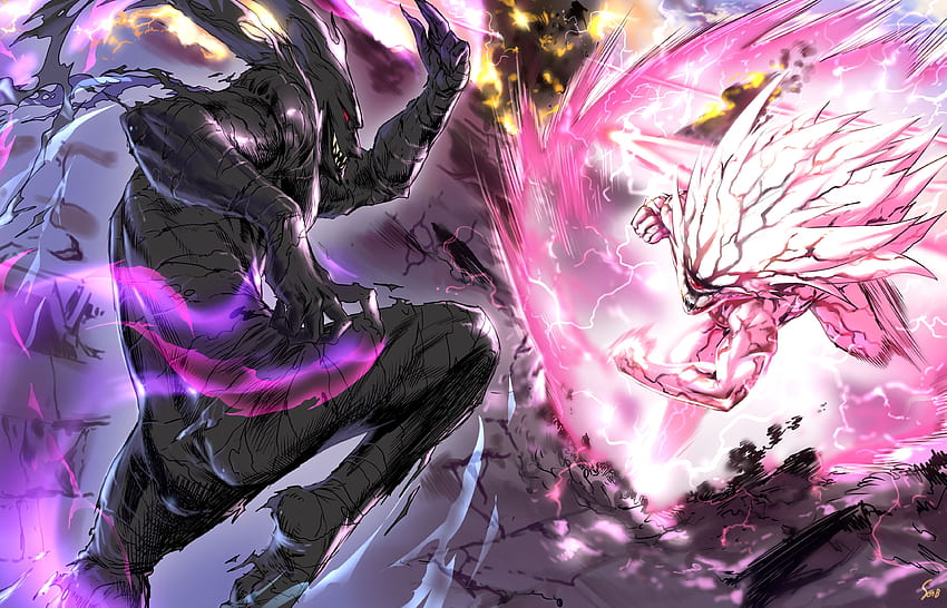 Serious Saitama VS Composite Lord Boros, Garou, Tatsumaki i Mob Tapeta HD