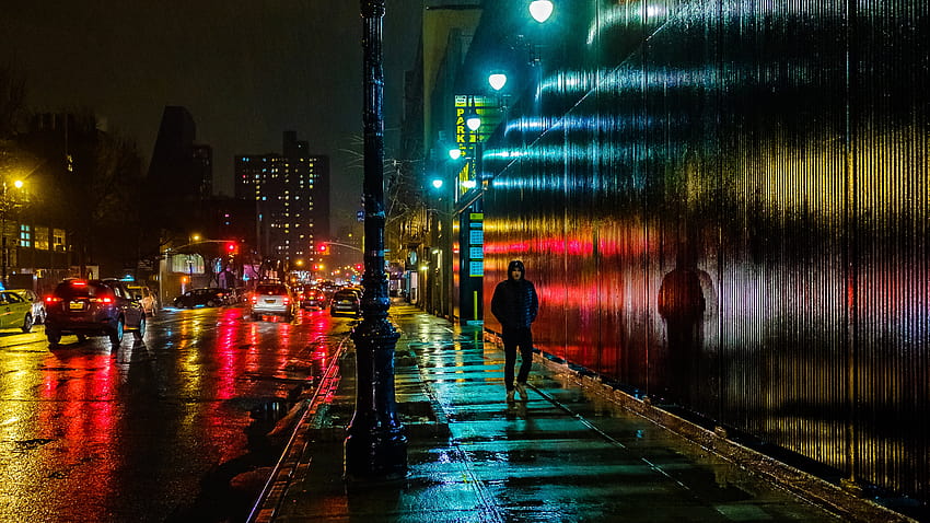 Rainy City Night posted by Christopher Simpson, anime night city rain HD wallpaper