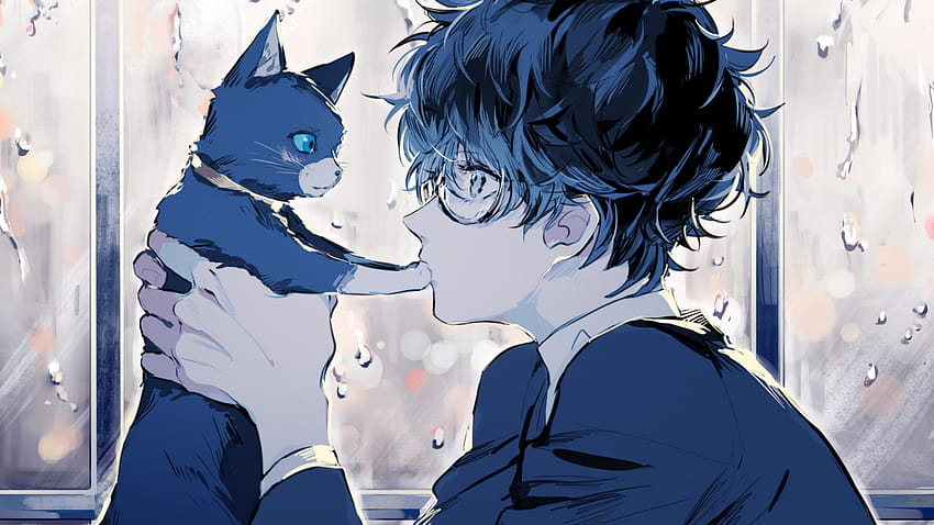 Anime Boy With Cat Iphone, cat pfp 高画質の壁紙