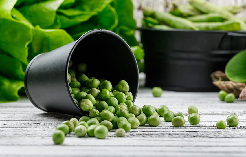 green, peas, bucket , section еда, green peas HD wallpaper
