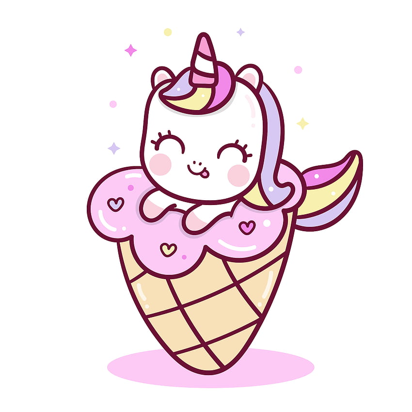 Lindo unicornio vector helado Happy birtay, comida deliciosa, postre, postre kawii fondo de pantalla del teléfono