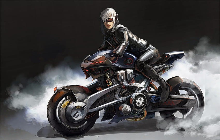 Cyberpunk Girl Futuristic Motorcycle Live Wallpaper - WallpaperWaifu