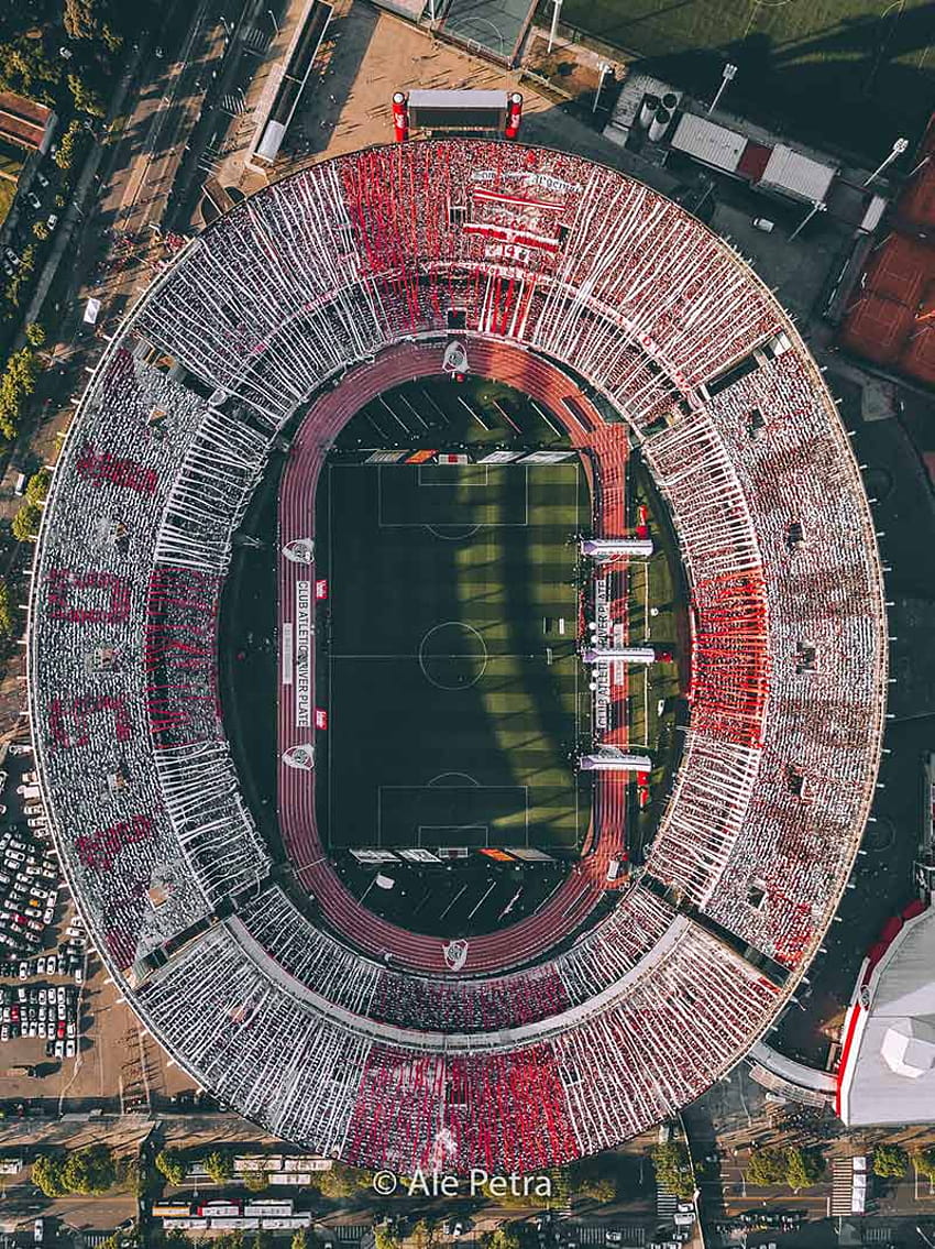 Luftaufnahme von Buenos Aires: Ein Gespräch mit dem Drohnengraphen Alejandro Petra, monumentales Stadion HD-Handy-Hintergrundbild