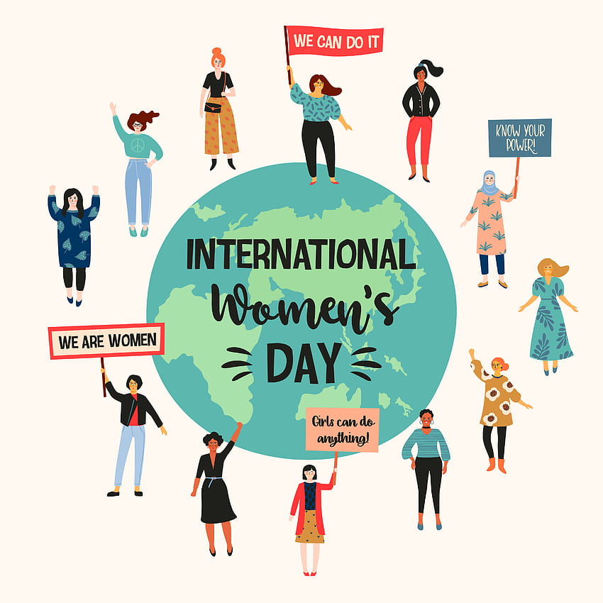 Día Internacional de la Mujer. Ilustración vectorial con mujeres de diferentes nacionalidades y culturas. 275300 Arte vectorial en Vecteezy, caricatura del día de la mujer fondo de pantalla del teléfono