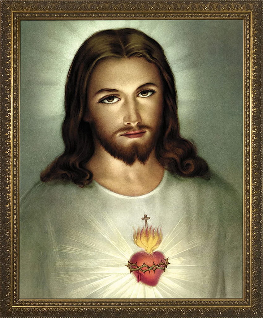 Traditionelle Heilige Herz Jesu gerahmte Kunst HD-Handy-Hintergrundbild