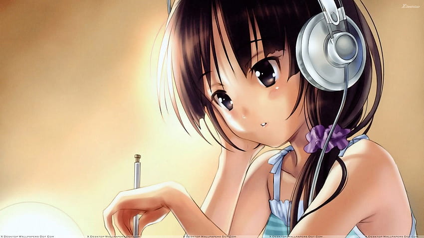 Beautiful Sad Anime Girl Listening Music While Reading, musical anime girl HD wallpaper