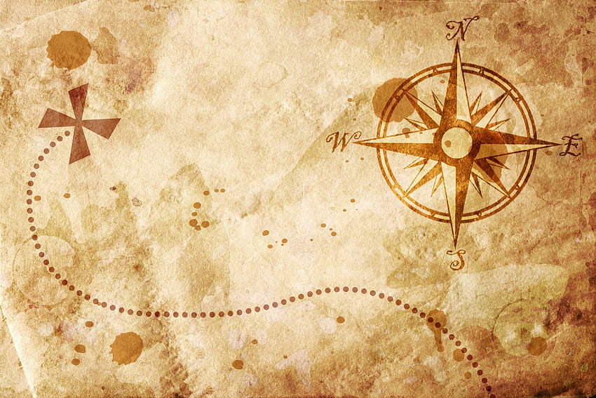 Стара карта с компас върху нея Плакати от molodec, стара карта на съкровища HD тапет