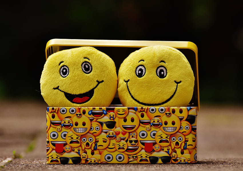 Emoji, Smileys, Caixa amarela, Alegre, Sorridente, Fofo, Whatsapp emoji papel de parede HD