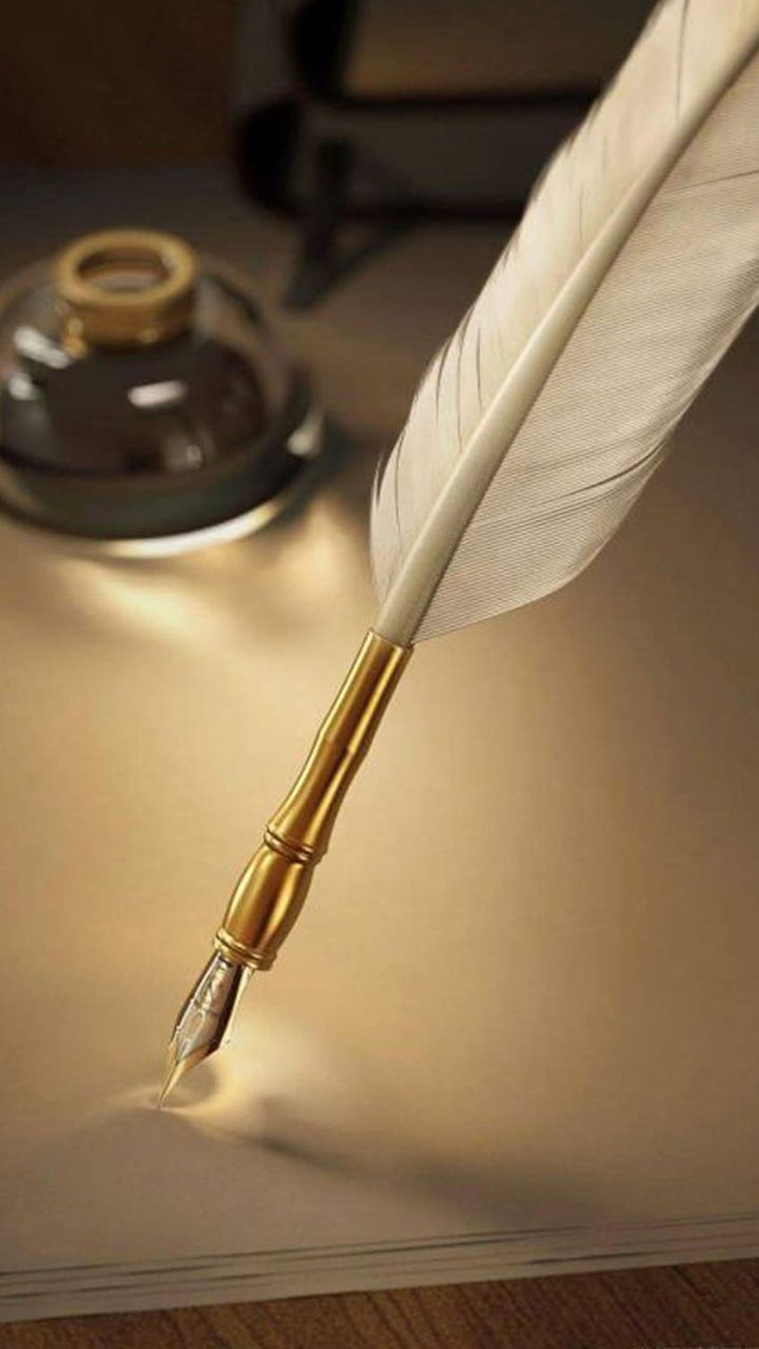 หรูหราขนาดนี้? ปากกาขนนกสีทอง. เครื่องมือที่ดีที่สุดสำหรับศิลปะการประดิษฐ์ตัวอักษรของคุณ วอลล์เปเปอร์โทรศัพท์ HD