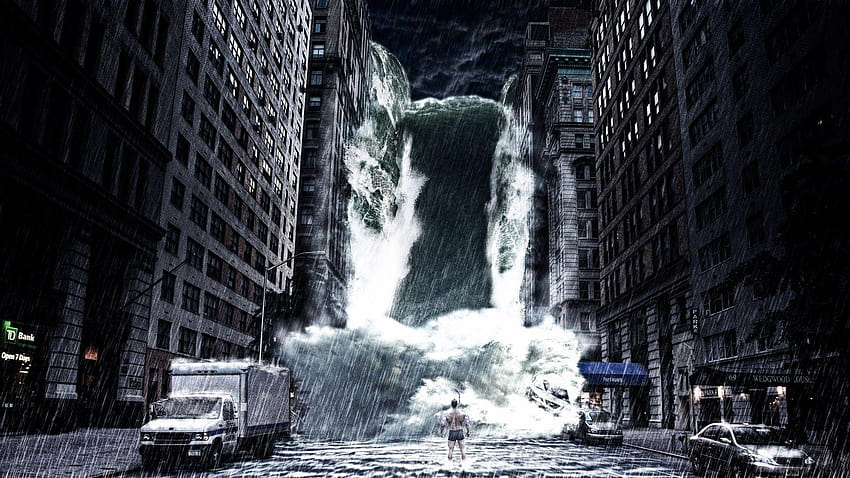Flood in the city 1920x1080 HD wallpaper