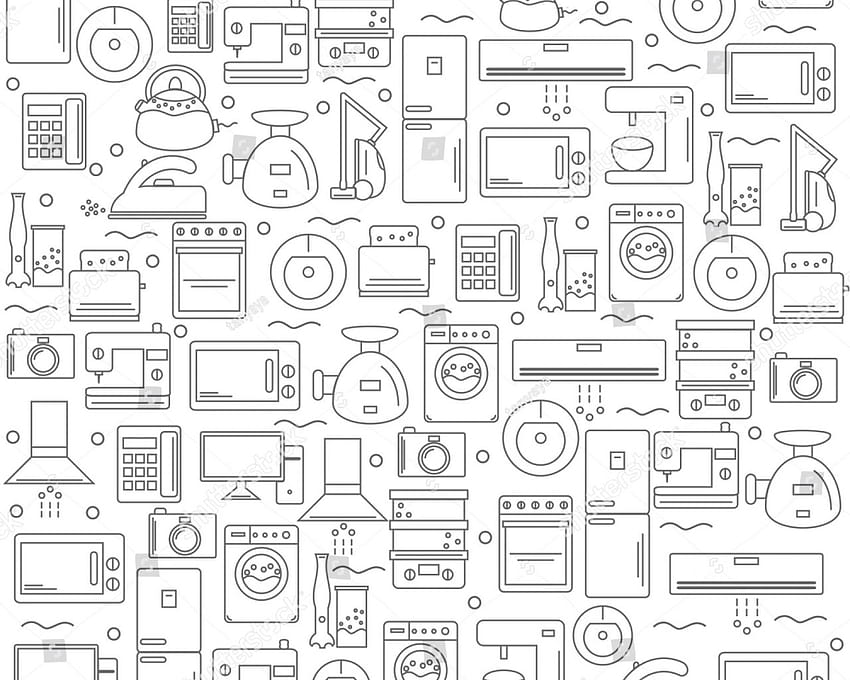 Home Appliances Backgrounds Home Appliances Stock Vector [1500x1600] for your , Mobile & Tablet HD 월페이퍼