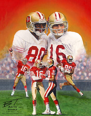 San Francisco 49ers Jerry Rice Wide Receiver NFL Football Art 8x10 to 48x36  Art Print