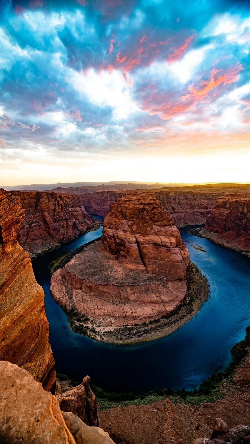 Grand Canyon Horseshoe river in Arizona – Nature, horseshoe bend aerial view HD phone wallpaper