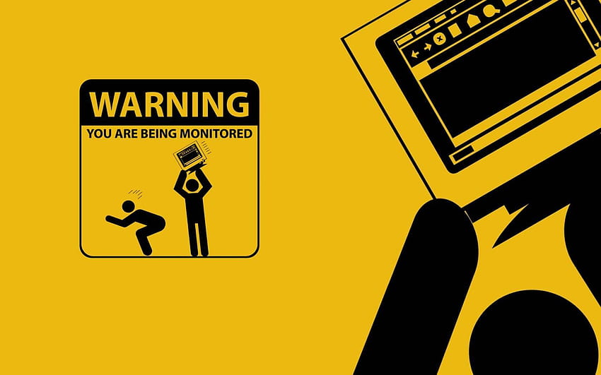 Caution funny minimalistic monitor warning HD wallpaper | Pxfuel