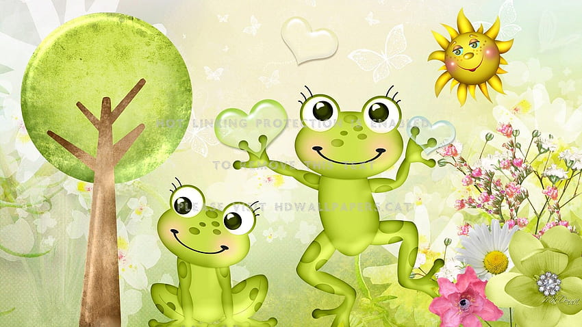 spring frogs sunshine tree happy flowers, happy spring 1920x1080 HD wallpaper