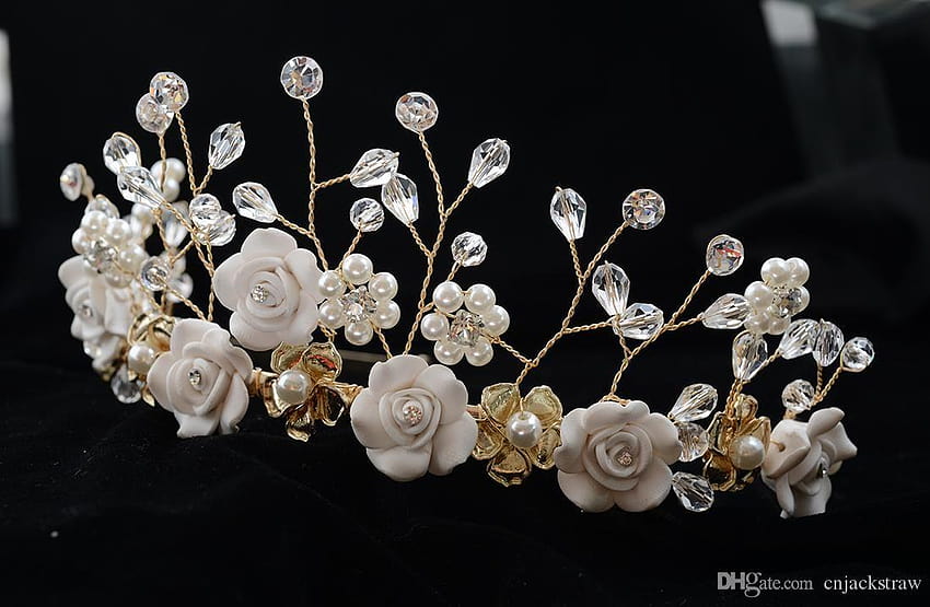 2019 Mediterranean Dream Wedding Bridal Crown Pearl Crystal, pearl headdress HD wallpaper
