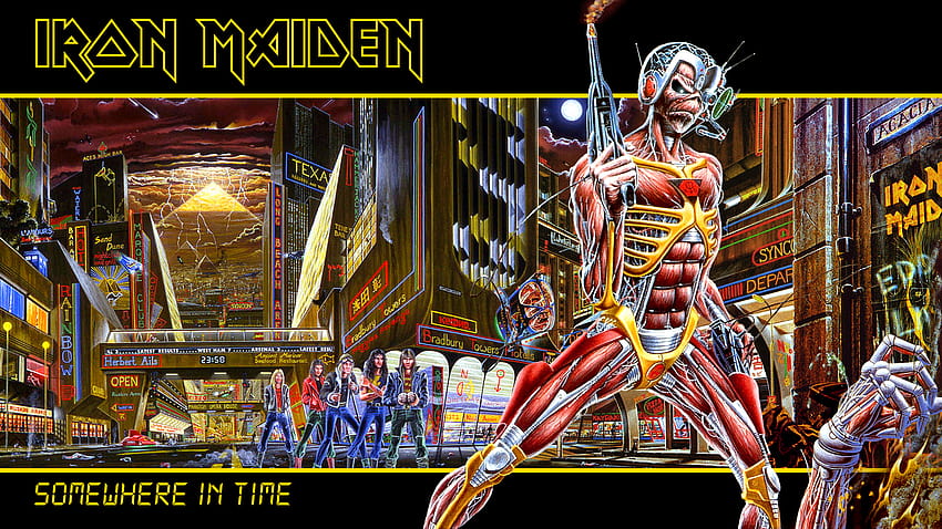 Iron Maiden Eddie Futuristic Sci ที่ไหนสักแห่งในเวลา วอลล์เปเปอร์ HD