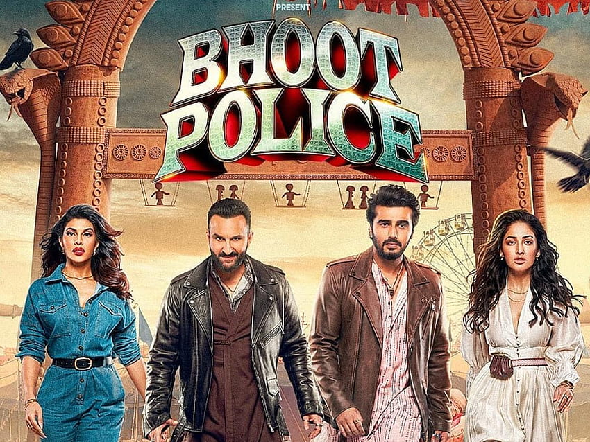 Bhoot Polisi Yeni Afişi Çıktı: Saif Ali Khan, Arjun Kapoor, Yami ve Jacqueline serbest bırakılmadan önce yağma yürüyüşü yapıyor, jacqueline fernandez bhoot polisi HD duvar kağıdı