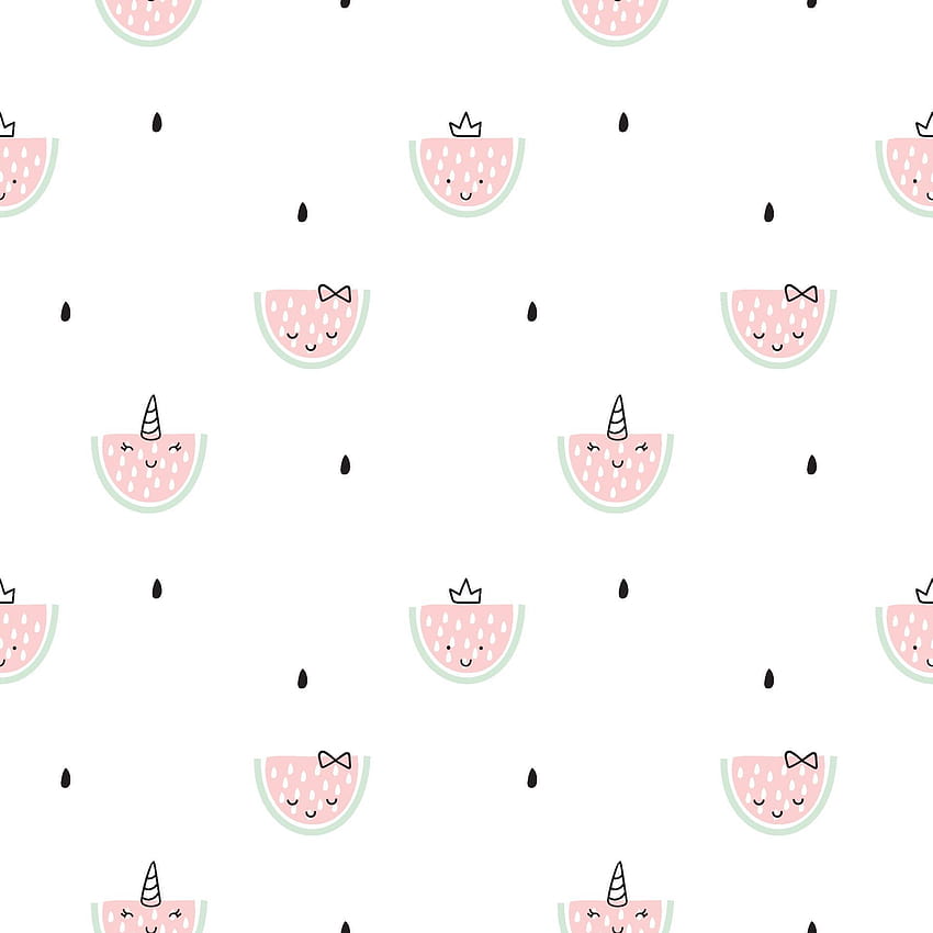Seamless backgrounds with pink watermelon slices crown and unicorn. Cute fruit pattern. Summer food vector scandinavian illustration. Design for baby textile, web, fabric and decor 2233671 Vector Art at Vecteezy, cute summer food HD phone wallpaper