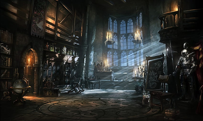 Konzeptkunst der Fantasy-Bibliothek HD-Hintergrundbild