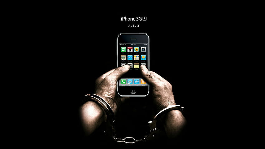 Handcuffed to his Iphone HD wallpaper
