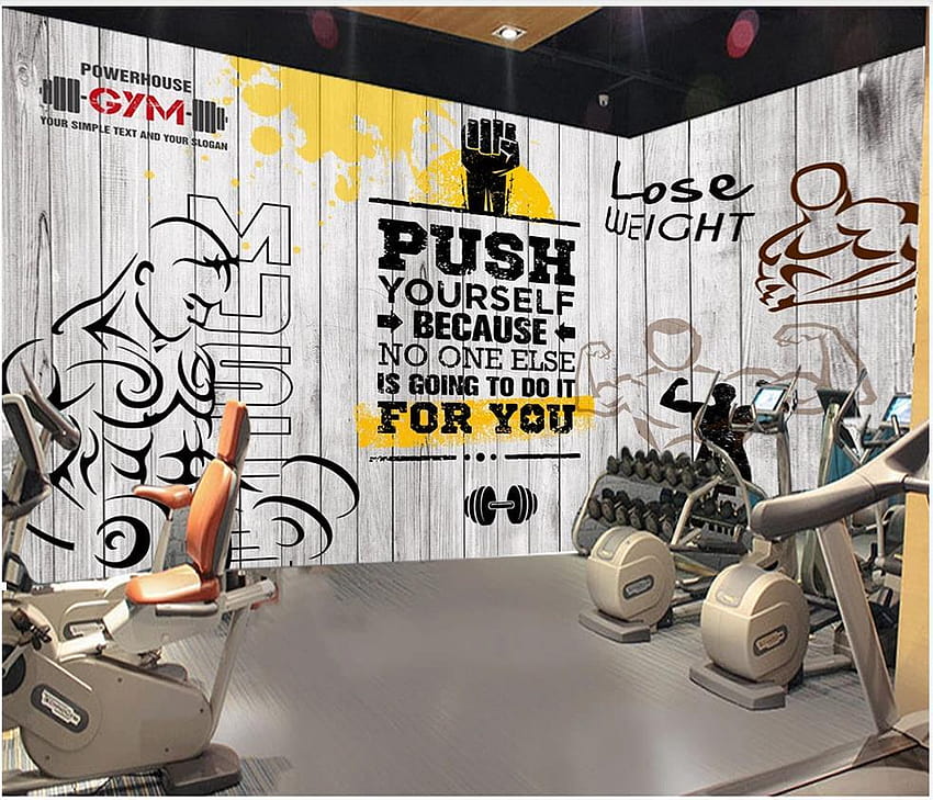 Custom 3d Mural Gym Mural Retro Wooden Board Sports Fitness Club Wall Backgrounds Wall Papers Home Decor From A378286736, $9.22 HD wallpaper