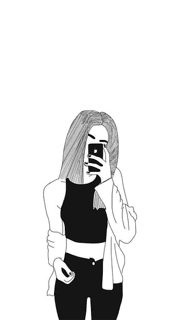Drawing black and white girl HD wallpapers | Pxfuel