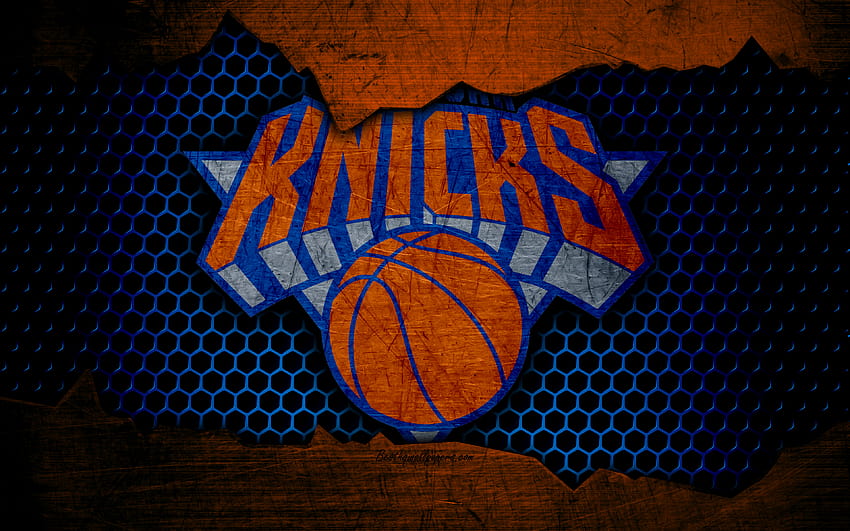 New York Knicks, logo, NBA, basketball, NY Knicks, Eastern Conference, USA, grunge, metal texture, Atlantic Division with resolution 3840x2400. High Quality HD wallpaper