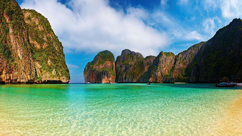 Maya Bay Beach in Thailand, thailand 1920x1080 HD wallpaper
