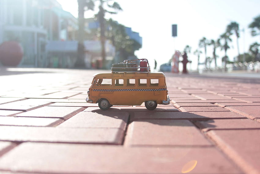 miniature toy , Backgrounds, miniature summer van car HD wallpaper
