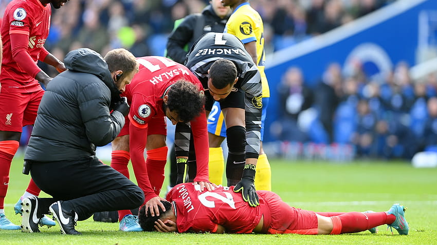 Liverpool winger Luis Diaz wiped out by Brighton goalkeeper Robert Sanchez as he scored opening goal HD wallpaper