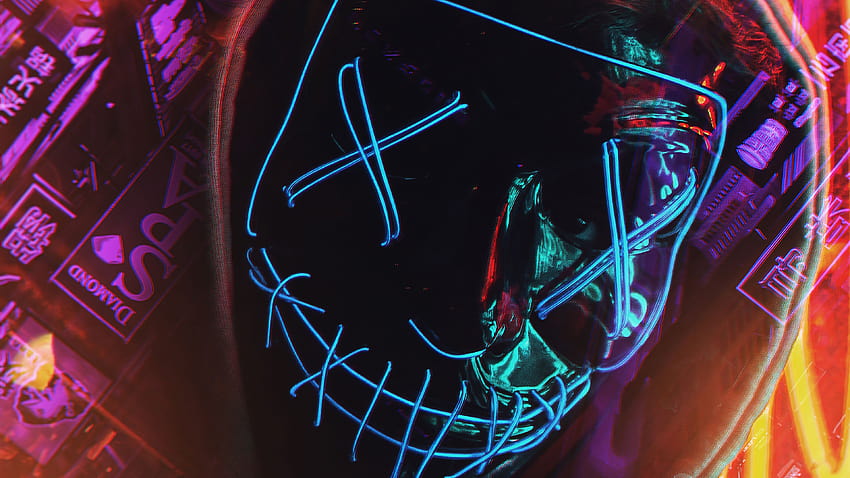 Neon Face Mask HD wallpaper