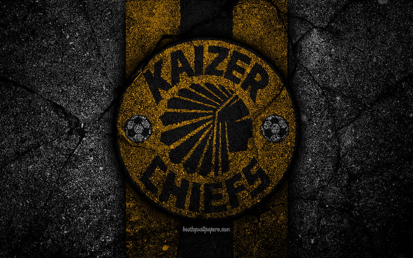 Kaizer Chiefs FC, emblème, Premier League sud-africaine, football, logo, Afrique du Sud, grunge, Kaizer Chiefs, pierre noire, texture asphalte, football, FC Kaizer Chiefs avec résolution 3840x2400. Haut, logo afrique Fond d'écran HD