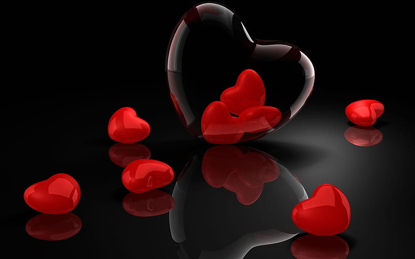 Artistique, red and black heart HD wallpaper