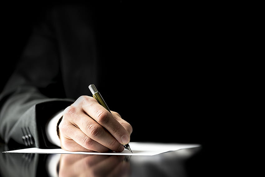 Business Ballpoint pen Sheet of paper contract Suit Hands, black pen HD wallpaper