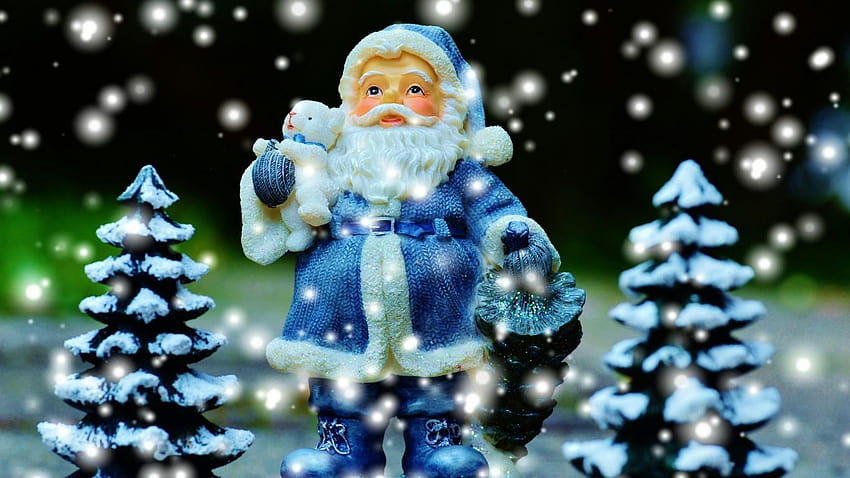 1366x768 Santa Claus, Figure, Snow, Christmas, Tree, christmas laptop HD wallpaper