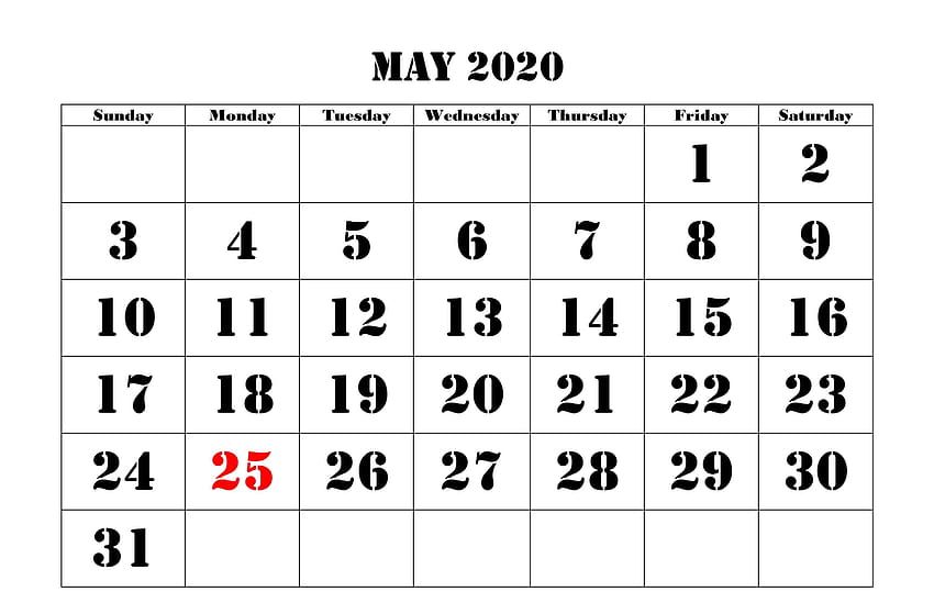 Awesome May 2020 Calendar PDF, Word, Excel Template HD wallpaper
