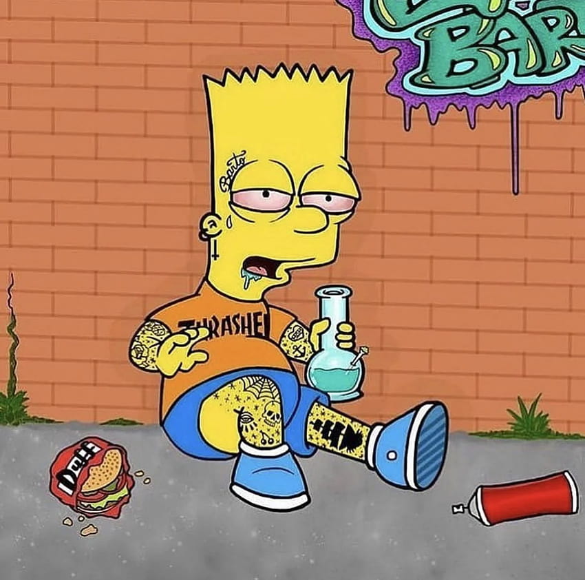 Bart Simpsons Sigara içmek, bart simpson otu HD duvar kağıdı