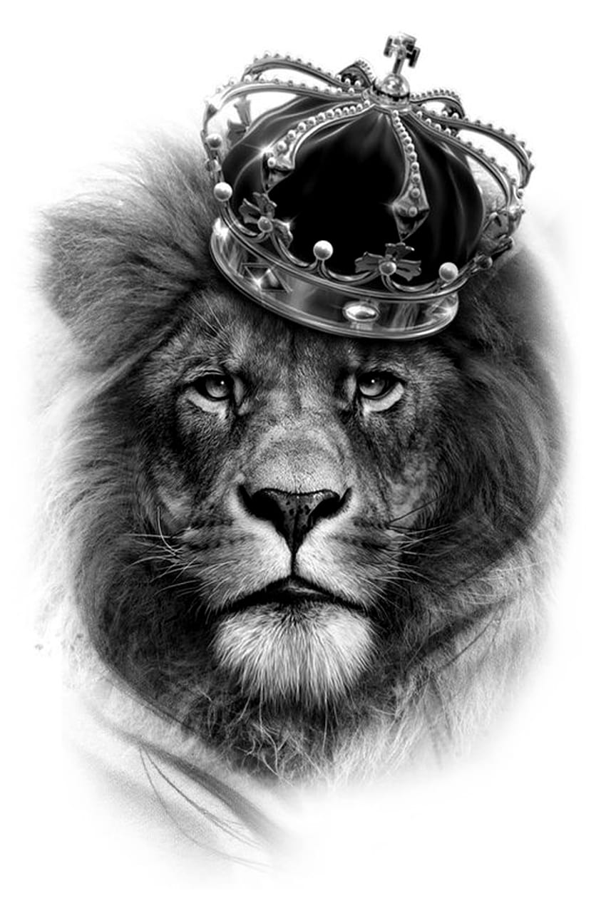 王冠をかぶったライオンの絵、ライオンの絵 HD電話の壁紙