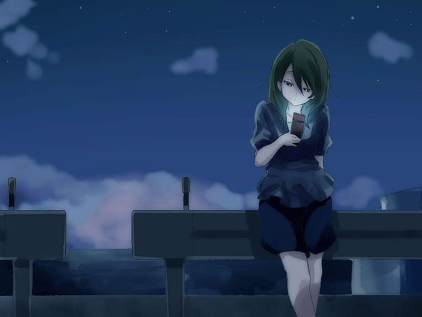 Anime solitario, chica anime sola y molesta fondo de pantalla