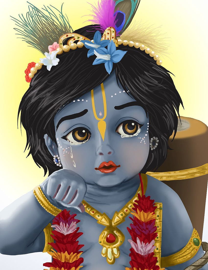 Kleiner Krishna, kleiner Krishna, kleiner Krishna, kleiner Krishna, Cartoon-Krishna HD-Handy-Hintergrundbild