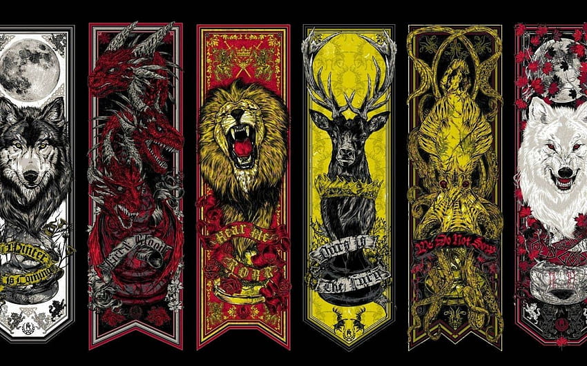 달, 까마귀, 사자, 늑대, 용, 얼음과 불의 노래, 왕좌의 게임, Winterfell, Westeros, 사슴, Stark, Targaryen, Lannister, Greyjoy, Baratheon, 중세, 섹션 영화 해상도 1280x800 HD 월페이퍼