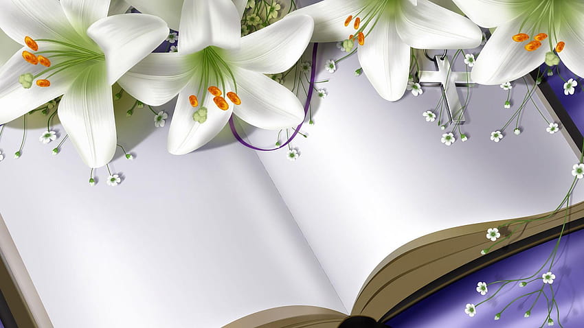Easter Lilies on Bible HD wallpaper