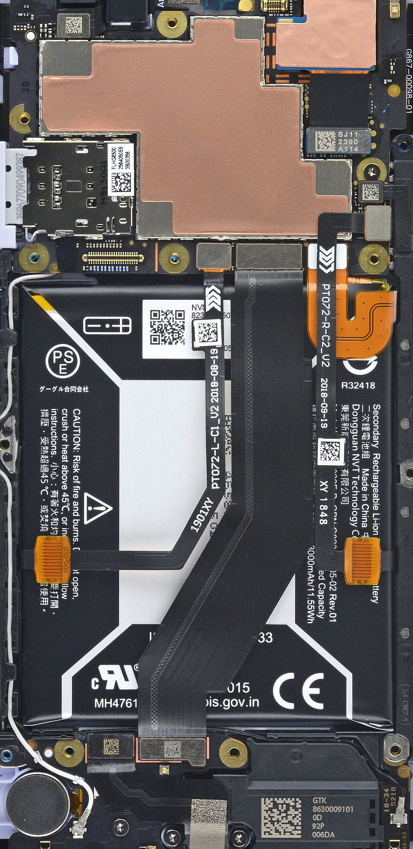 Pixel 3a e Pixel 3a XL Teardown Wallpape…, componenti elettronici del telefono Sfondo del telefono HD