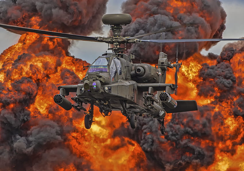 855559 Título Militar Boeing Ah 64 Apache Militar, helicóptero de combate papel de parede HD
